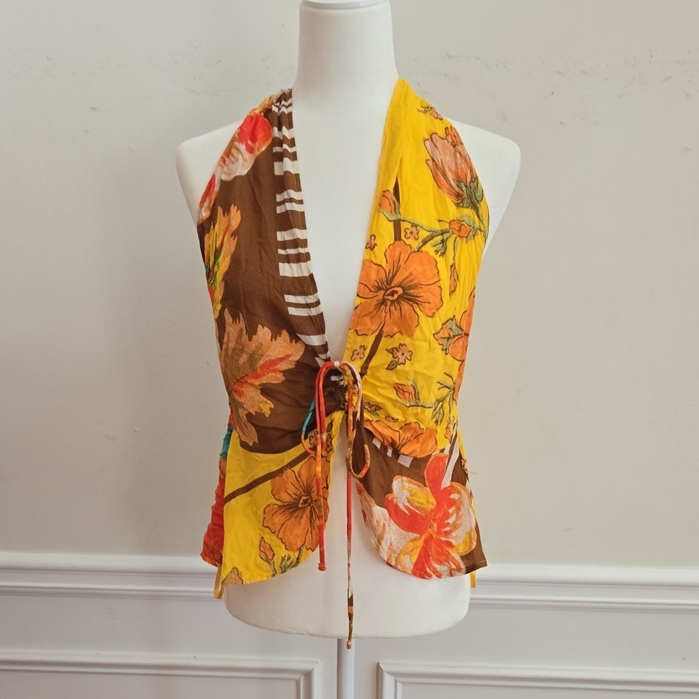 Free People Yellow Floral Top